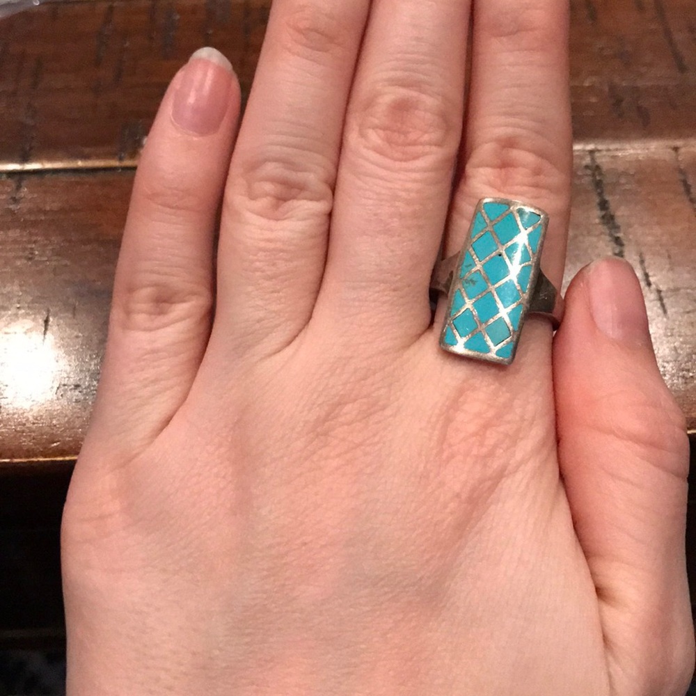 Blue and silver ring